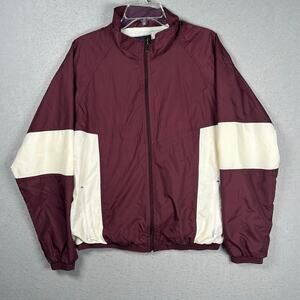 Vintage Holloway Windbreaker Jacket Mens Medium Burgundy Cream Full Zip Track